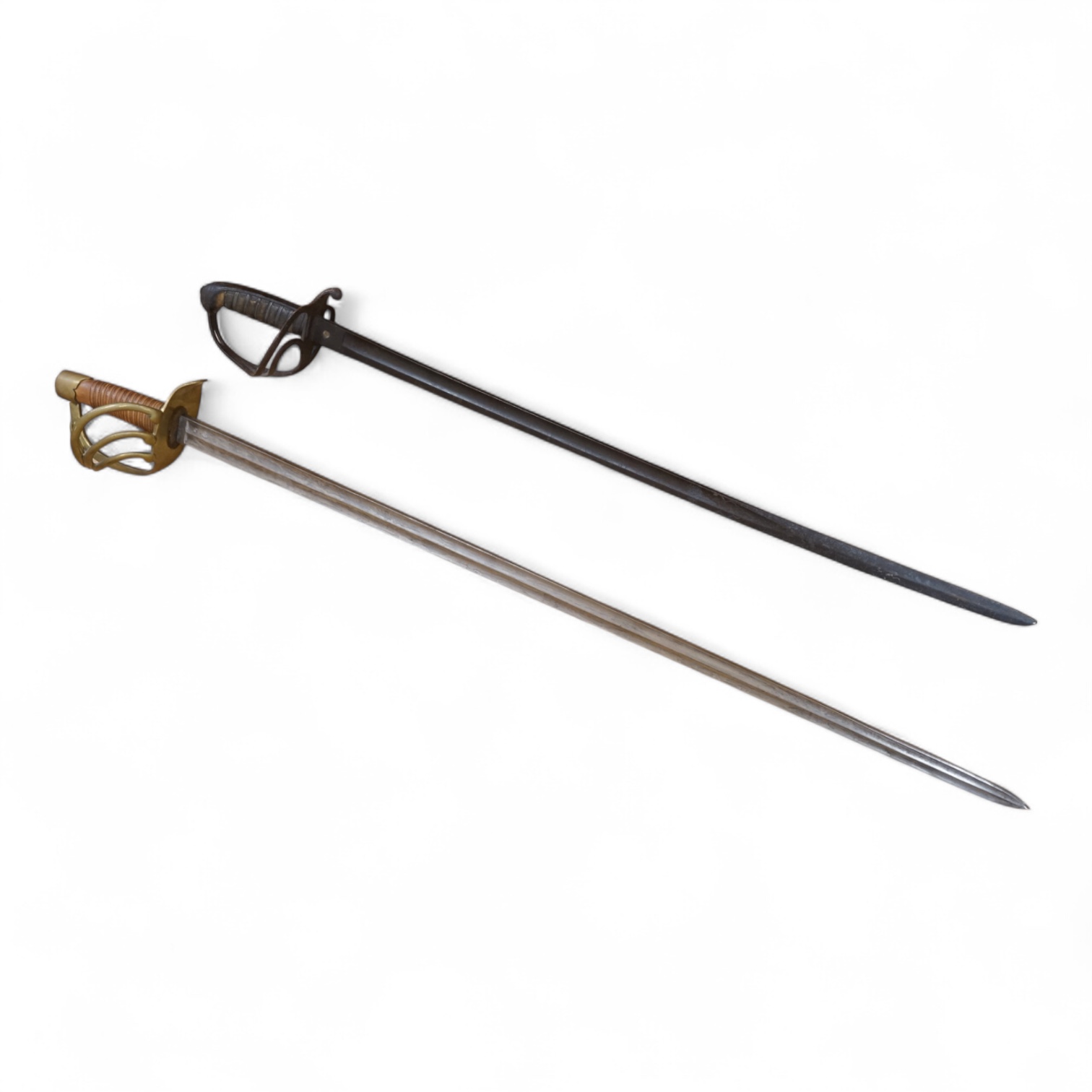 A Victorian Royal Artillery officer’s sword in poor condition and a copy of a French 1813 Cuirassier’s sword (2)
